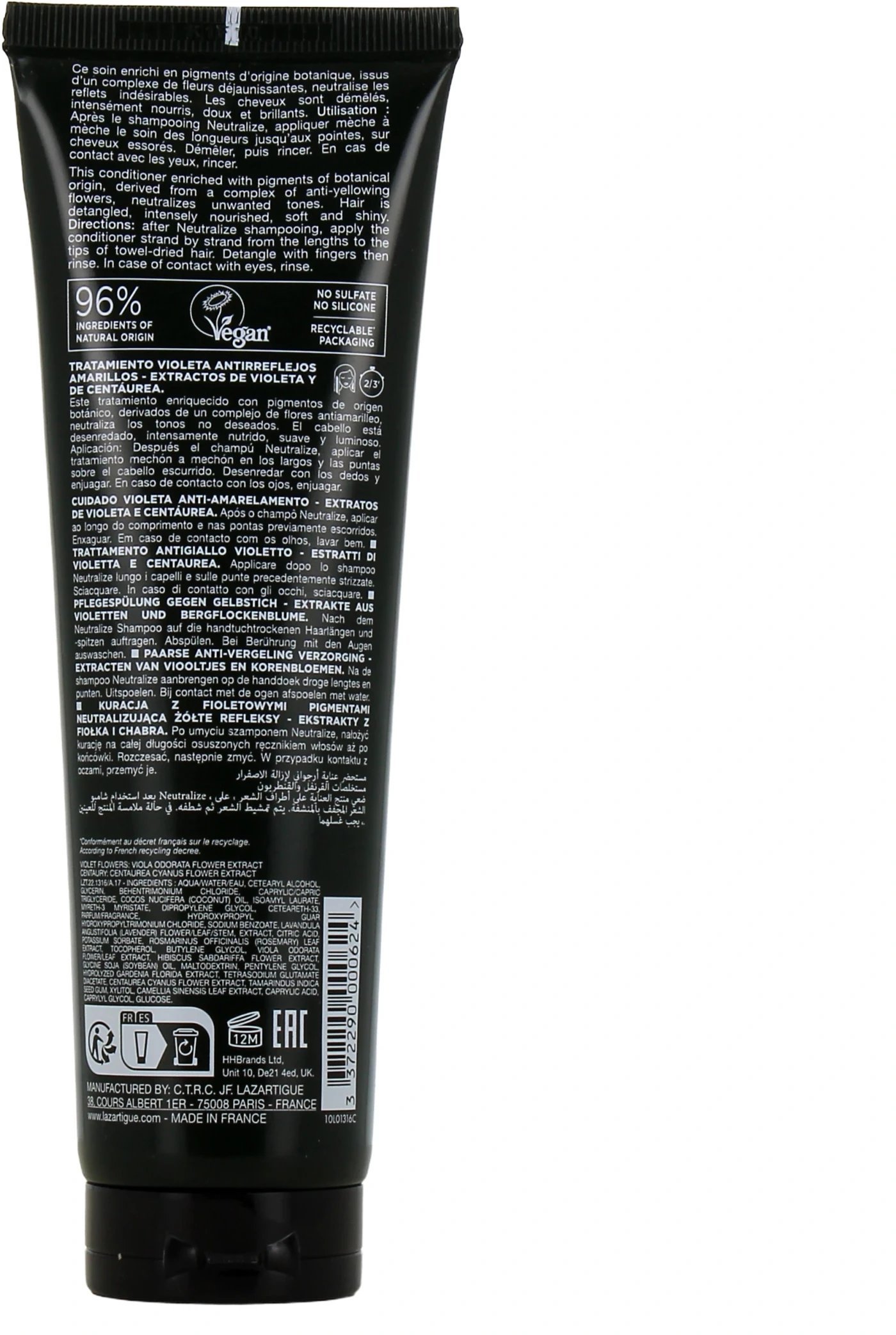 Lazartigue, Neutralize, Hair Conditioner, For Neutralisation Of Yellow Tones, 150 ml For Women