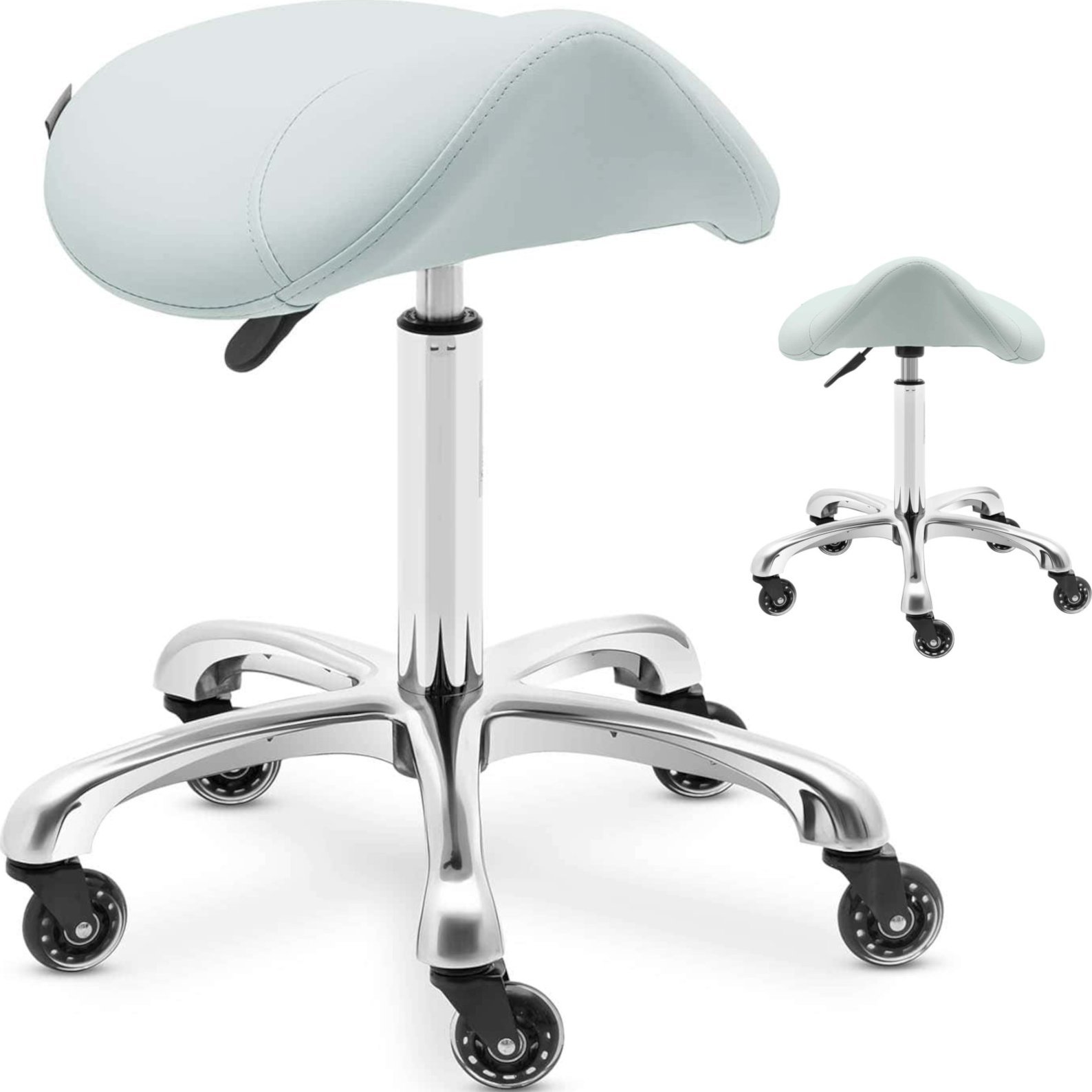 Physa Taboret stołek hoker kosmetyczny siodłowy na kółkach York do 150 kg pistacjowy Taboret stołek hoker kosmetyczny siodłowy na kółkach York do 150