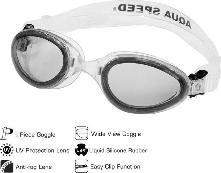 Aqua-Speed Okulary pływackie SONIC transparentny-ciemne szkła