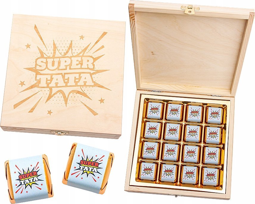 B&B Słodycze z Pomysłem Bombonierka w drewnie prezent na Dzień Taty
