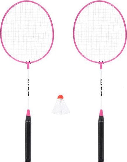 NRZ001 ZESTAW RAKIET RÓŻOWY DO BADMINTONA + LOTKA NILS
