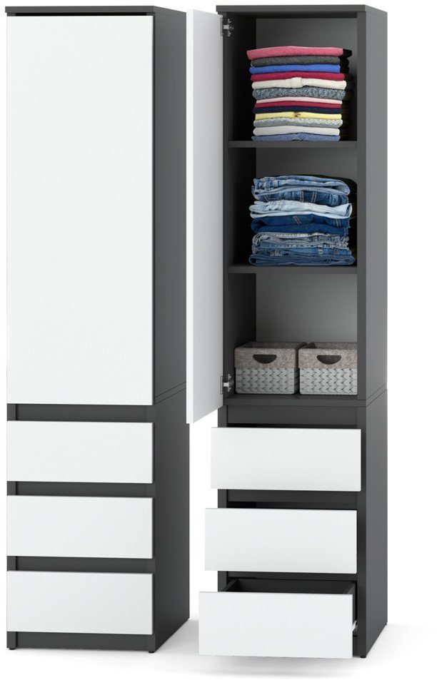 Szafa nowoczesna do salonu przedpokoju mała 40cm 3 szuflady szary biały mat