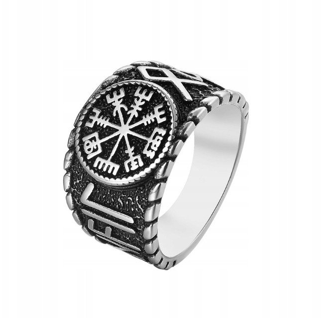 PIERŚCIEŃ SYGNET Wikingów NORDYCKI Amulet RUNA 472
