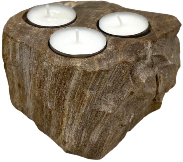 Świecznik ze skamieniałego drewna - Potrójny