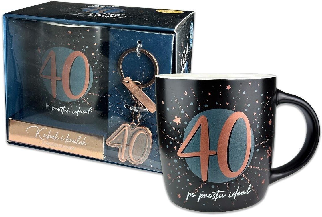 Kubek Denim z metalowym brelokiem - 40 urodziny