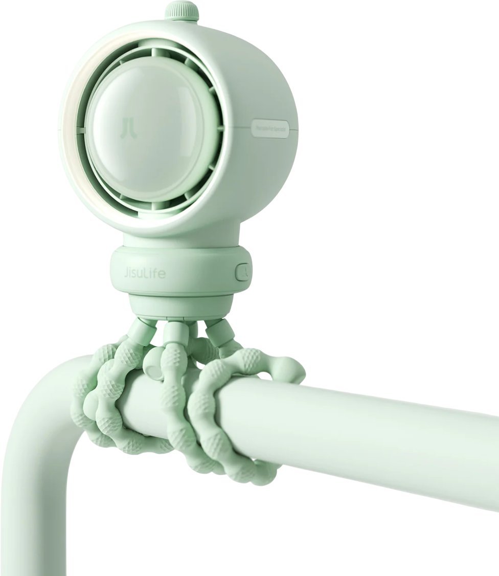 Wentylator Jisulife Stroller Fan Life2S 5000mAh z elastycznymi nóżkami, na biurko, do wózka, z filtrem - zielony