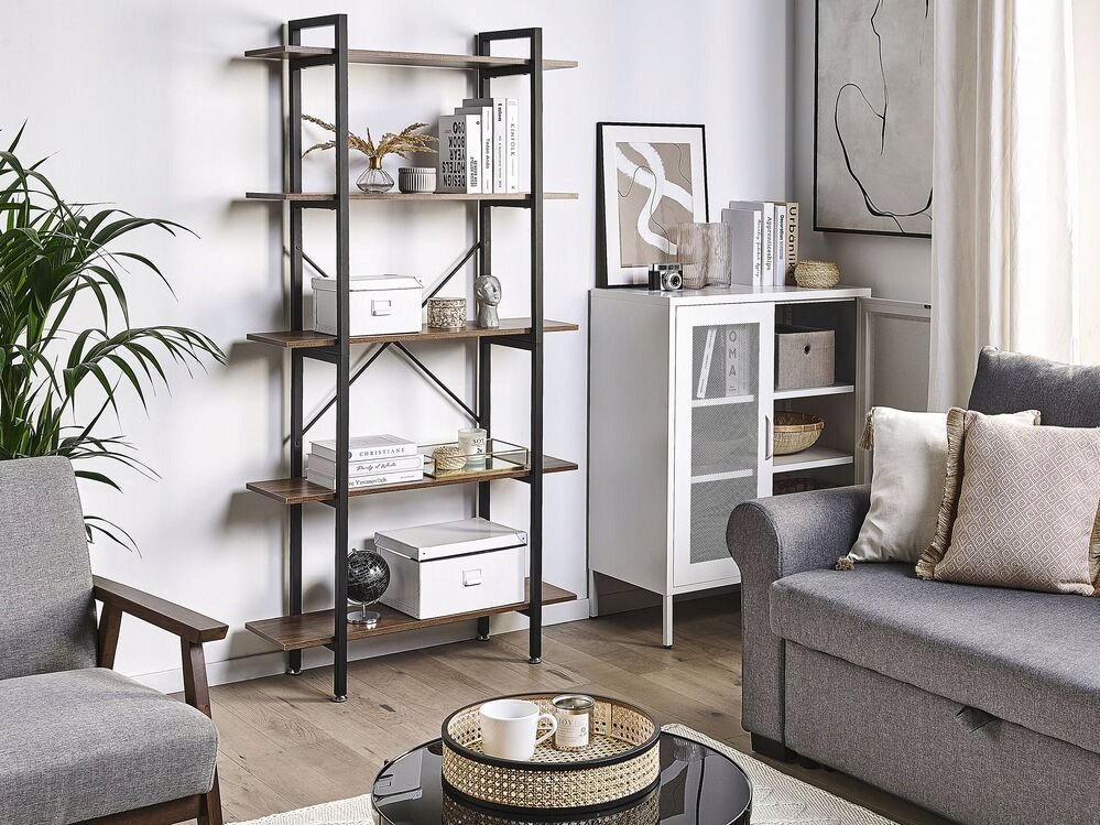 Beliani Regał 5 półek ciemne drewno DARBY!