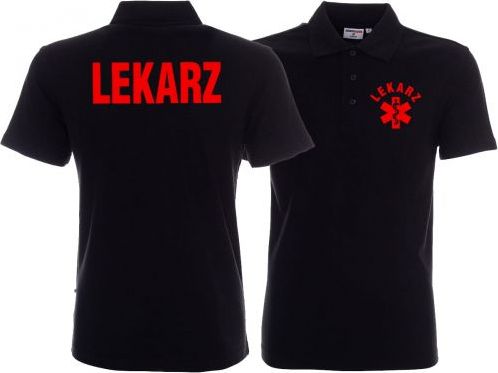 LPP - Promostars Koszulka Polo ratownicza czarna męska FUNKCYJNA nadruk FLUO