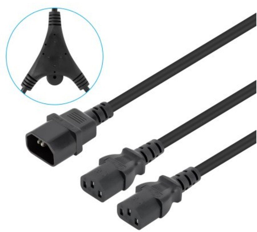 Kabel zasilający Manhattan kabel zasilający czarny 1,8 m C14 panel Panel 2 x C13