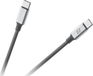 Kabel USB Rebel USB-C - USB-C 1 m Czarno-srebrny (RB-6012-100-B)