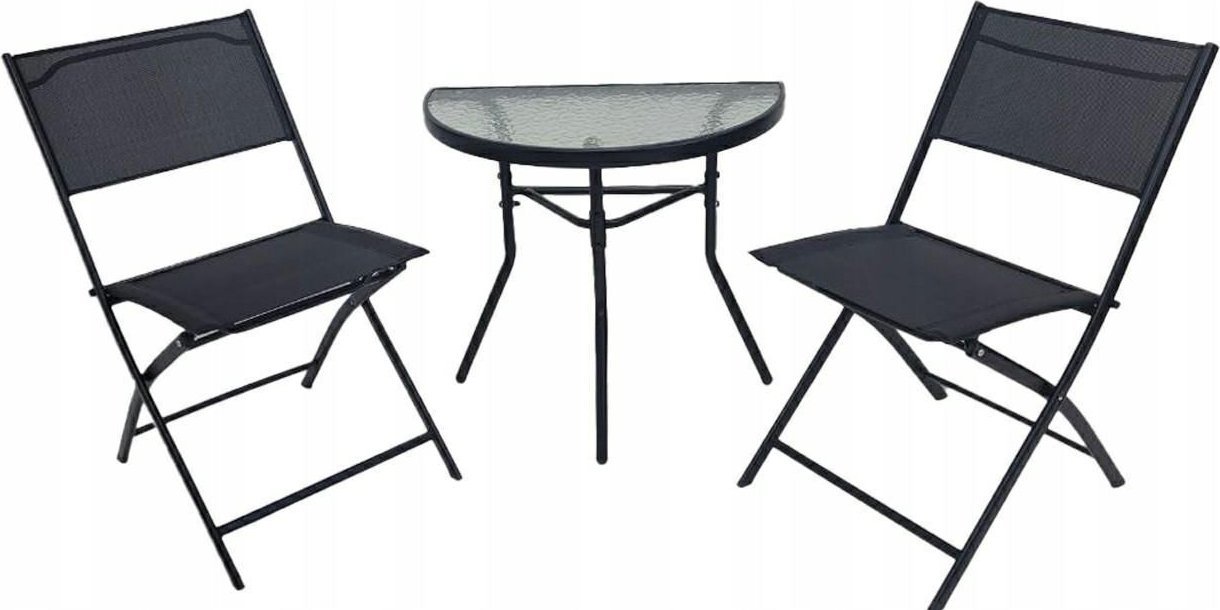 kontrast Zestaw mebli ogrodowych stół + 2x krzesła LIPARI 2os. czarny