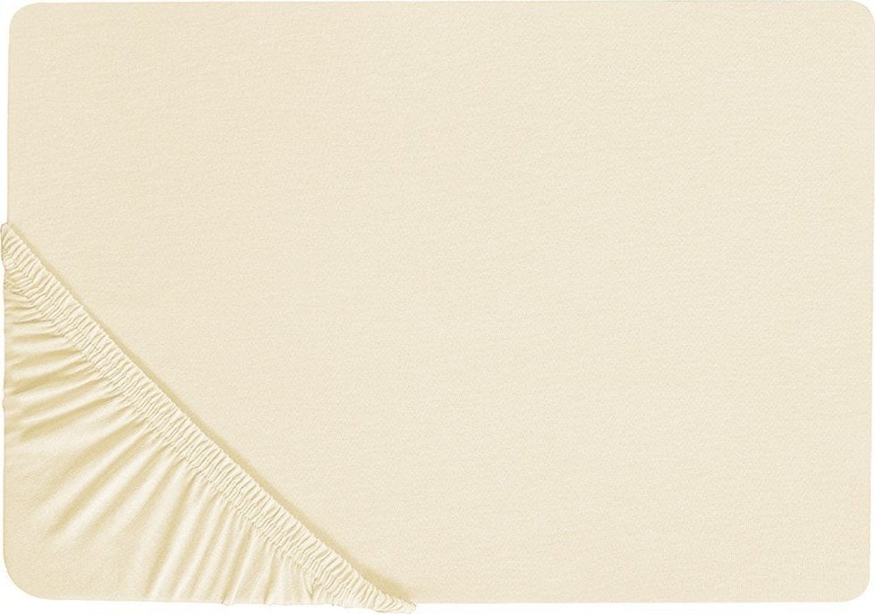 Beliani Bawełniane prześcieradło z gumką 160 x 200 cm beżowe JANBU