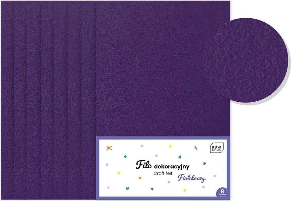 Interdruk Filc dekoracyjny A4 8 arkuszy fioletowy