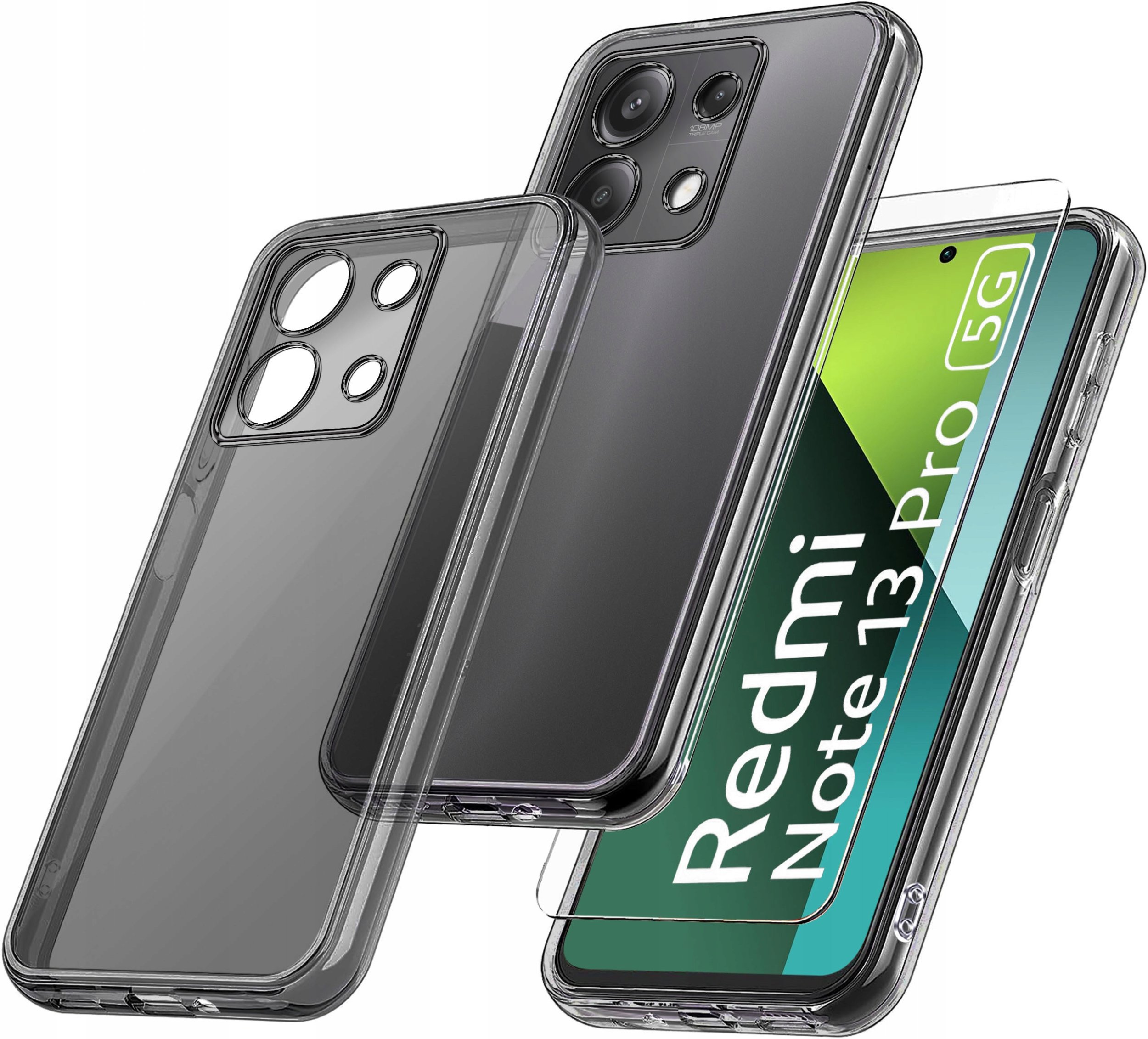 Etui do Xiaomi Redmi Note 13 Pro 5G WZMACNIANE 360 CLEAR + Szkło OCHRONNE