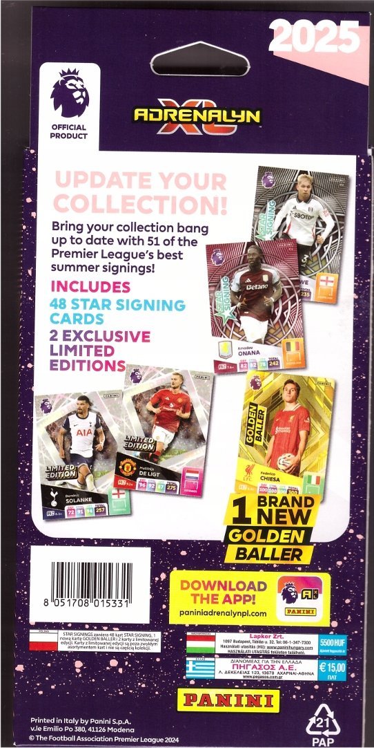 PREMIER LEAGUE 2025 Adrenalyn XL Star Signings p20 01533 PANINI