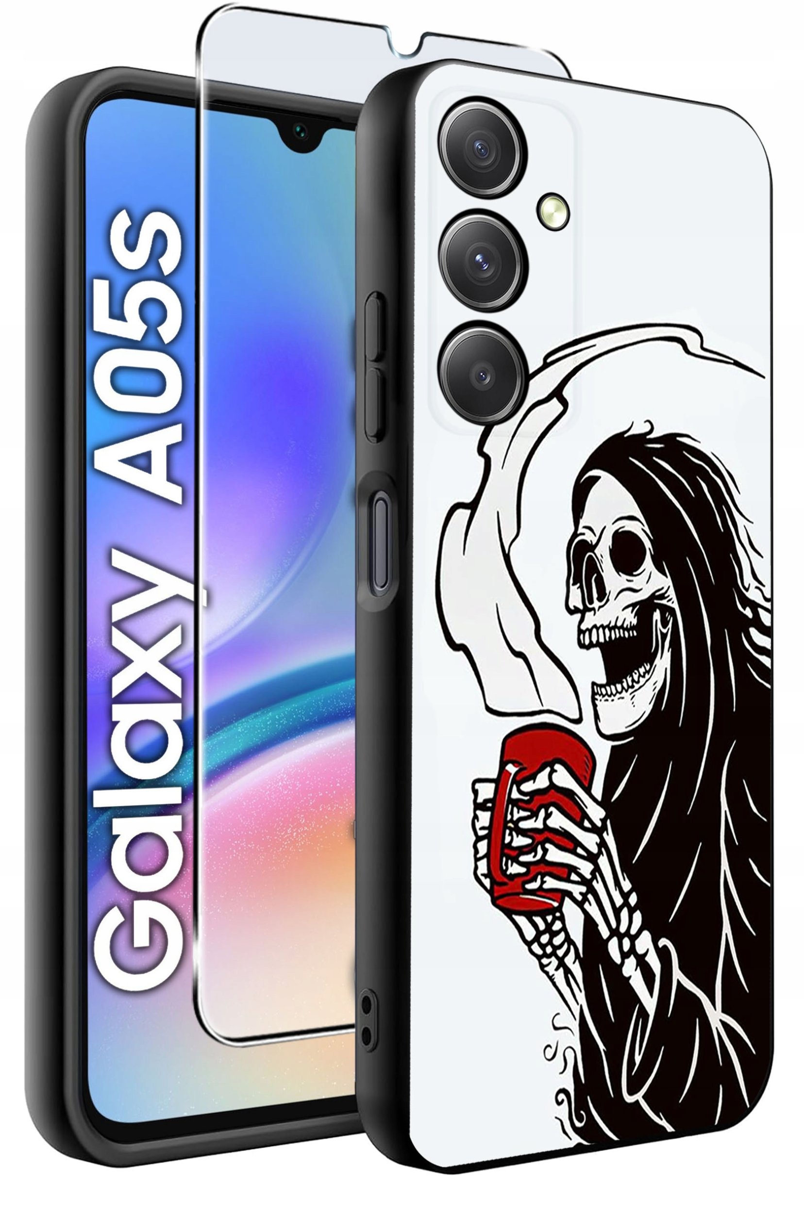 ETUI do Samsung A05s WZORY | SILIKONOWE MATT CASE + SZKŁO 9H