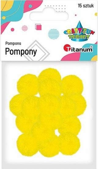 Titanum Pompony poliestrowe 18mm żółte intensywne 15szt
