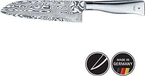 WMF Nóż damasceński WMF Grand Gourmet Nóż Santoku 32 cm, warstwy ze stali damasceńskiej 120, cięcie wydajności, drewniane pudełko, ostrze 18 cm