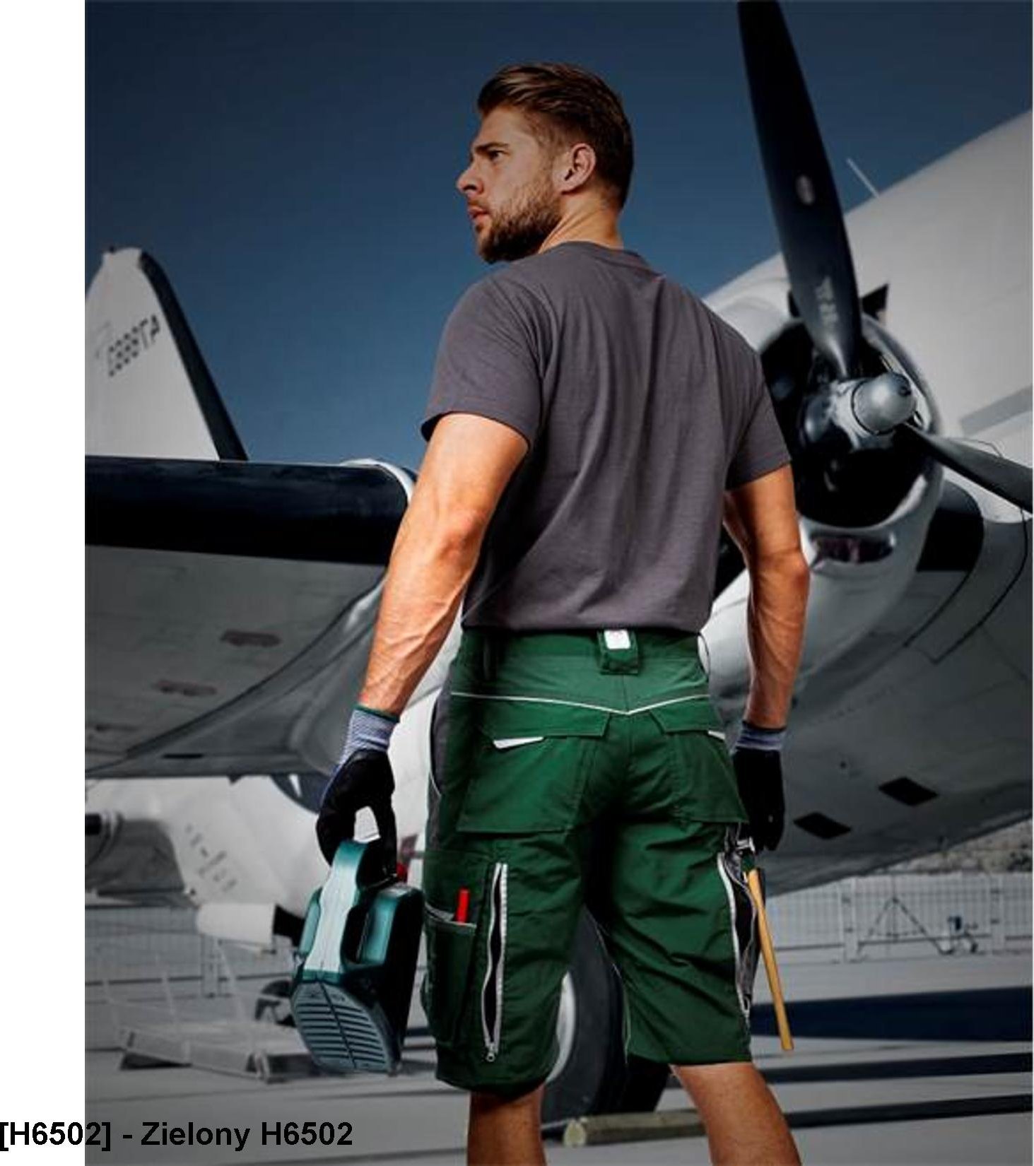 Ardon ARDON URBAN+ - szorty, 65 % poliester, 35 % bawełna, canvas, ok. 270 g/m Tabiflex - stretch, 10 kieszeni + na nakolanniki, - Zielony H6502 54