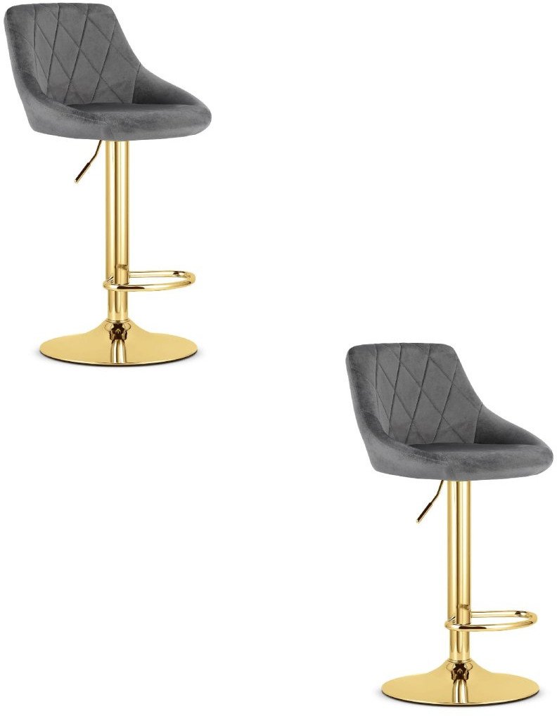 Hoker KAST - aksamit szary / baza złota x 2