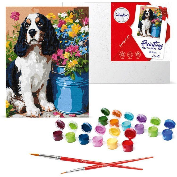 Ideyka Zestaw do malowania po numerach Uroczy spaniel KHO6672 30x40 AP0056