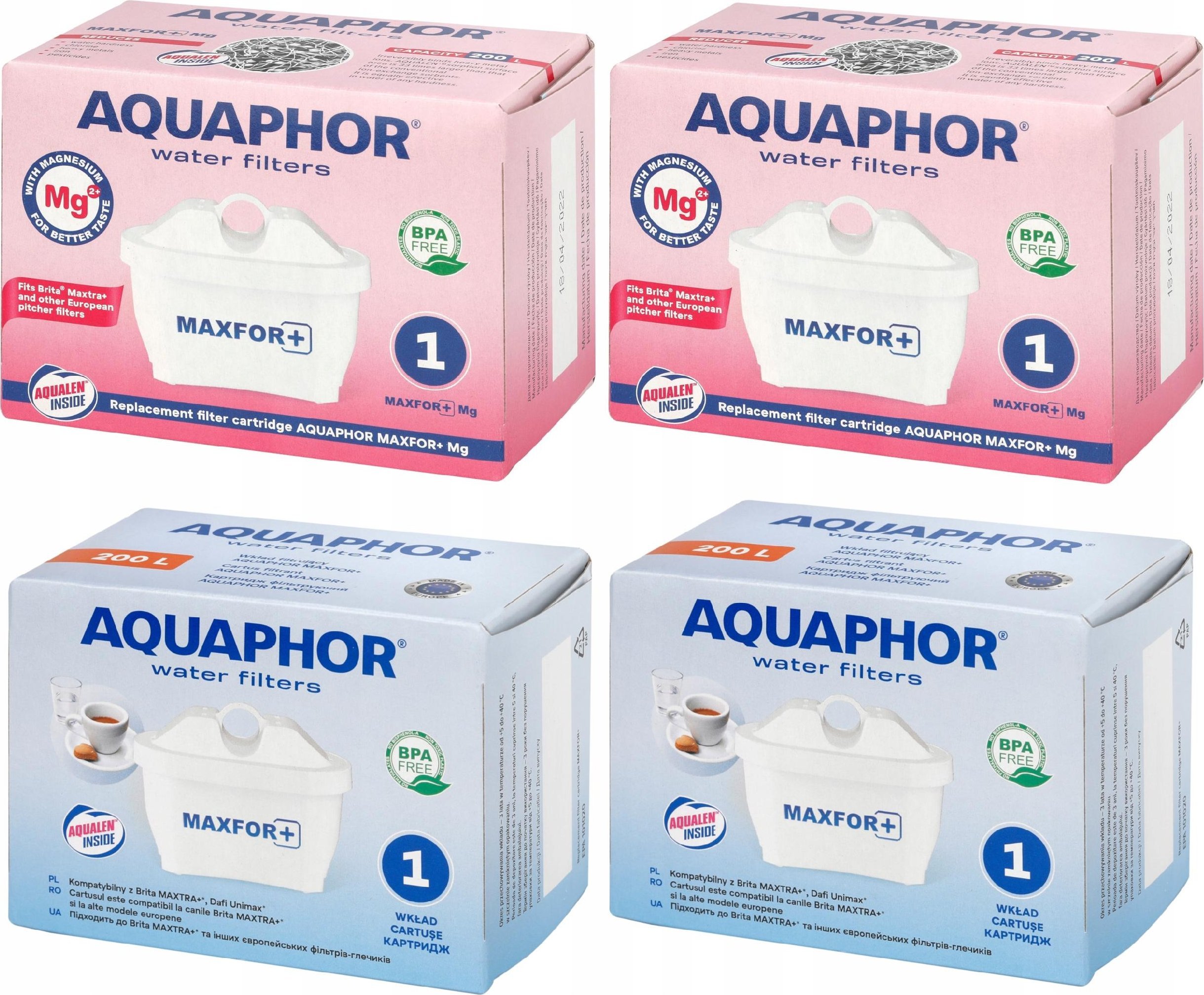 Wkłady filtrujące Aquaphor Maxfor+ 2 szt. i Maxfor+ Mg2+ 2 szt.