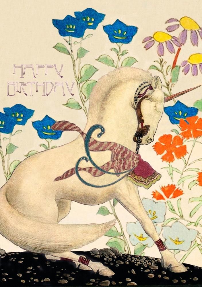 Madame Treacle Karnet B6 brokat z kopertą Urodziny Jednorożec