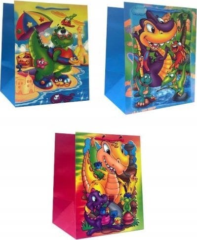 JU-PITER Torebka prezentowa Dinozaur JP 9155L SD20 40x56x20 cm szerokie dno