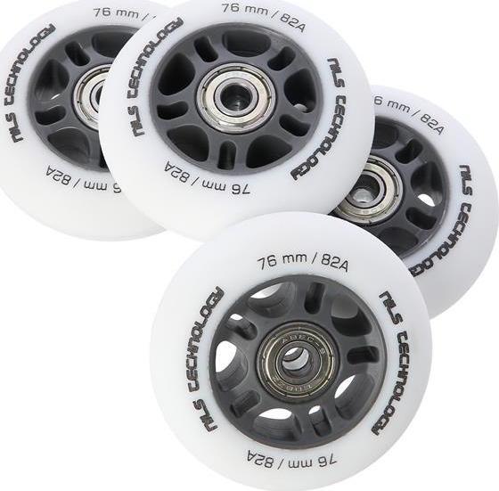 Nils Extreme PU 76x24 82A BIAŁE MATOWE (4 szt.) + ABEC-9 (8 szt.) ZESTAW NILS EXTREME