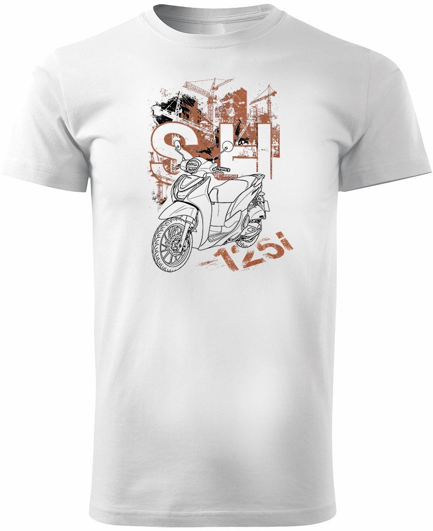 Koszulka motocyklowa z motocyklem skuterem skuter na motor Honda SH125i SH 125 i męska biała XXL