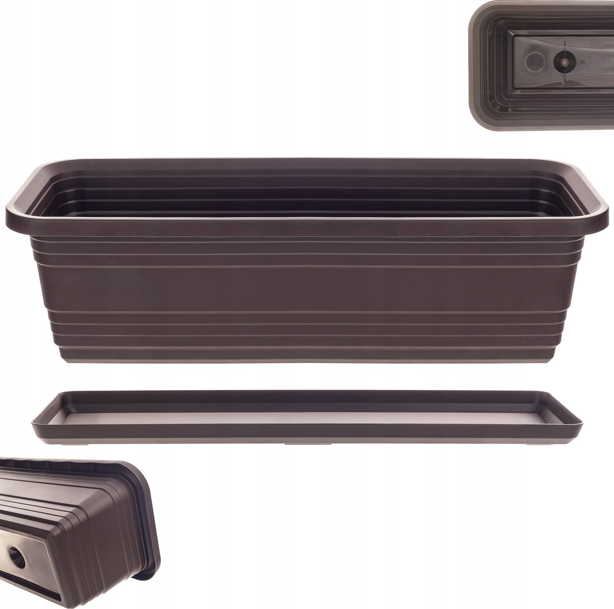 KADAX Doniczka Balkonowa Skrzynka Donica Na Kwiaty 50cm + Podstawka mokka