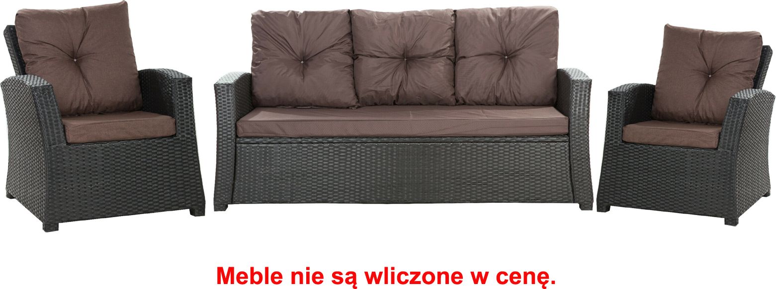 Setgarden Zestaw poduszek na meble ogrodowe rattanowe dla 5 osób rozmiar 168/52