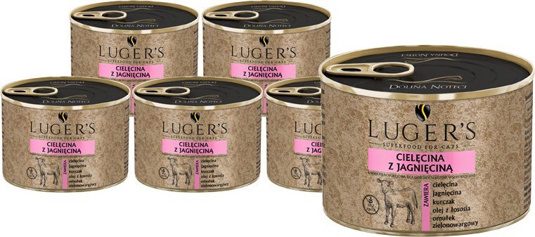 Karma mokra dla kotów Lugers cielęcina z jagnięciną zestaw 6 x 185 g
