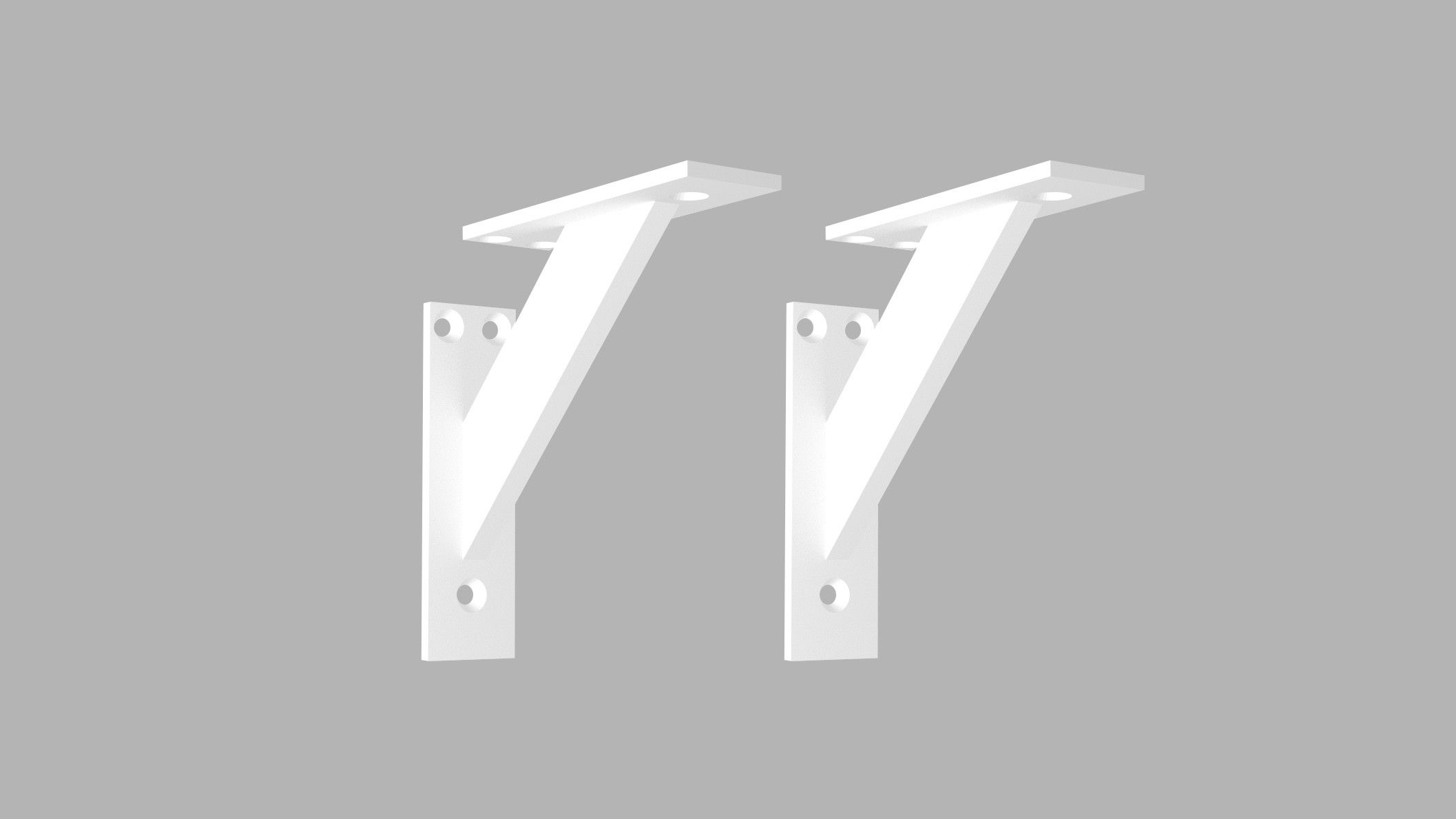 EMT Nowoczesny! Aluminiowy! 3-częściowy kątowy wspornik podpórka do półek - 2 sztuki (120x120mm) Biały