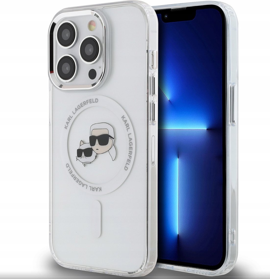 Karl Lagerfeld Karl Lagerfeld KLHMP14LHLSKCH iPhone 14 Pro 6.1" biały/white hardcase IML Metal Karl&Choupette Head MagSafe