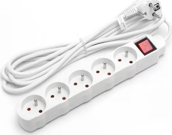 Aigostar Listwa zasilająca na 5 gniazd typu francuskiego z przełącznikiem 3 Listwa zasilająca na 5 gniazd typu francuskiego z przełącznikiem 3