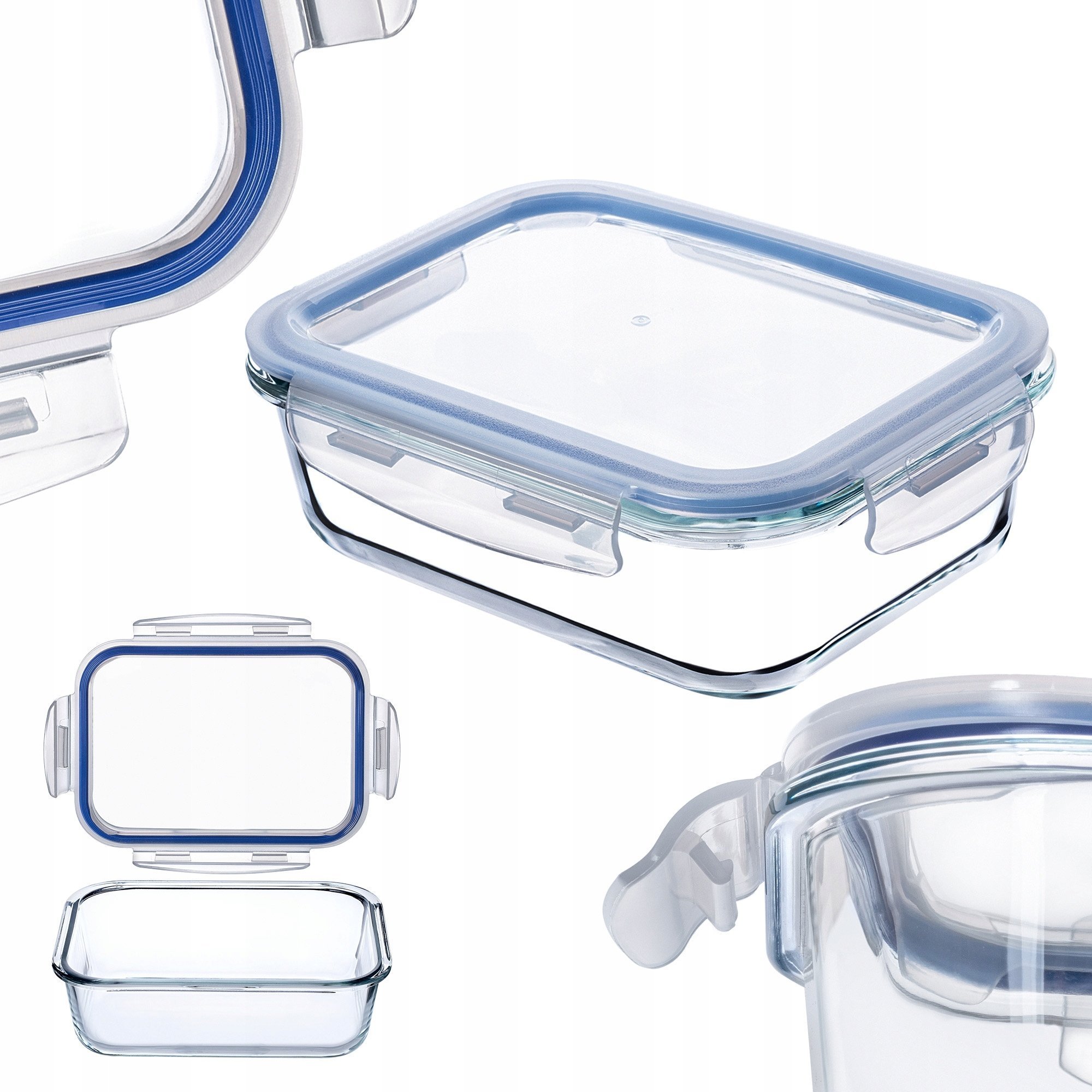 Kadax KADAX Szklany Pojemnik Na Żywność 1040ml Z Pokrywką Pudełko Śniadaniówka