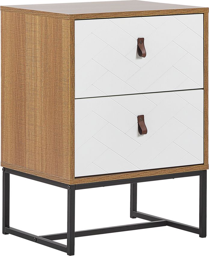 Beliani Szafka nocna jasne drewno z białym NUEVA