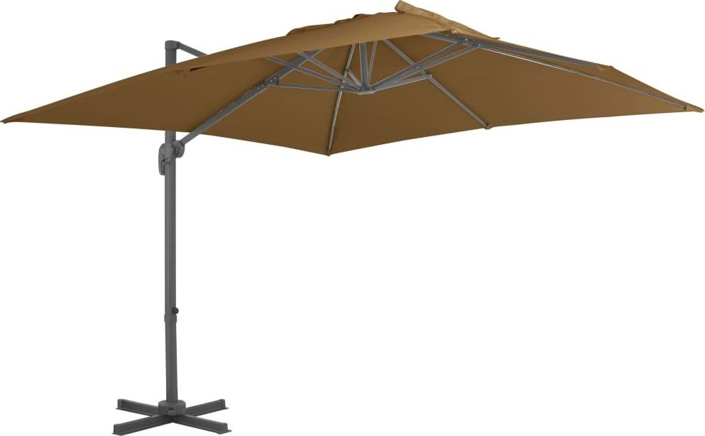 vidaXL Parasol wiszący z aluminiowym słupkiem, 300x300 cm, taupe