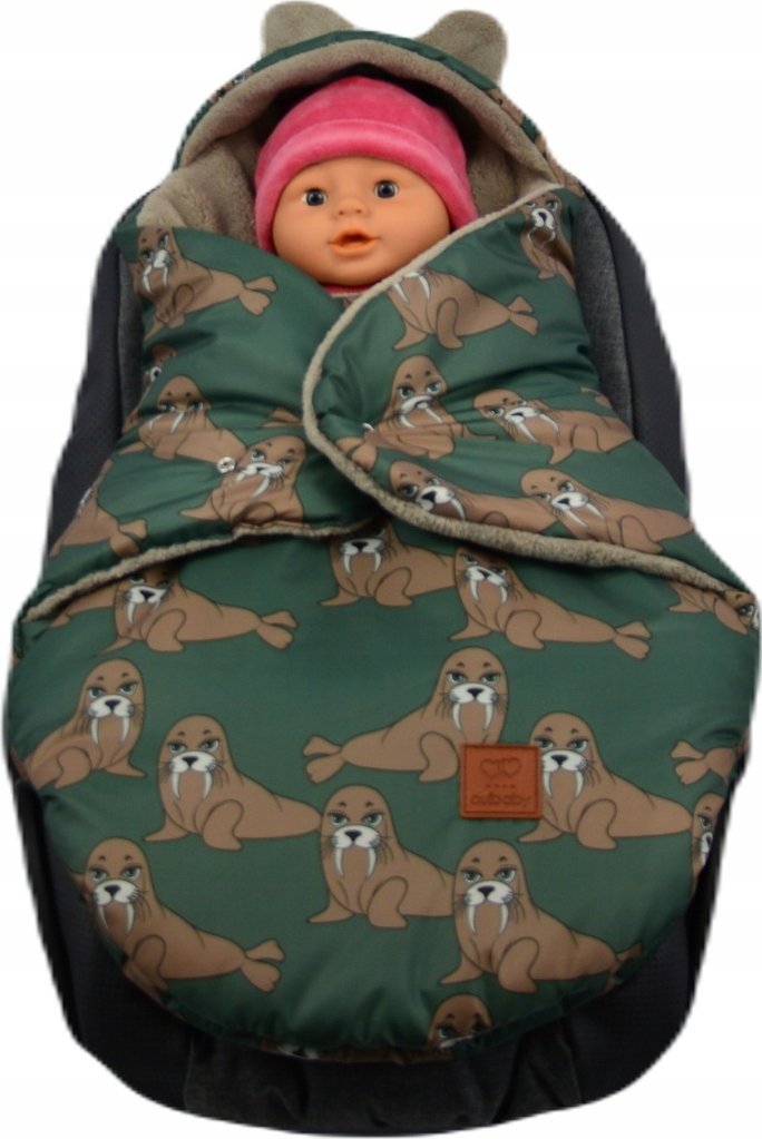 Culbags ŚPIWOREK MYSZKA NOSIDŁO FOTELIK WÓZEK ORTALION CIEMNO ZIELONY MORSY MINKY LATTE