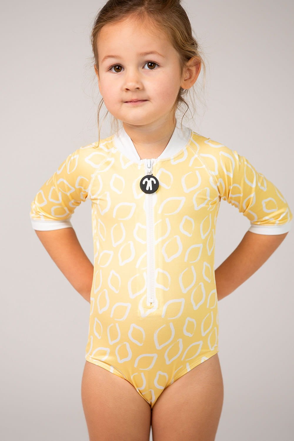 Jednoczęściowy kostium uv dla dziewczynki 122-128, 7-8 lat, Ducksday, Lemon