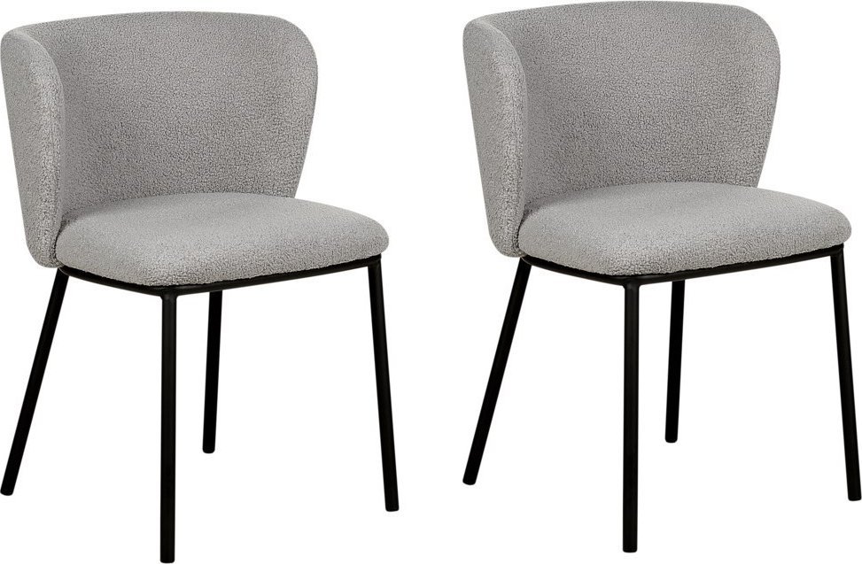 Beliani Zestaw 2 krzeseł do jadalni boucle szare MINA