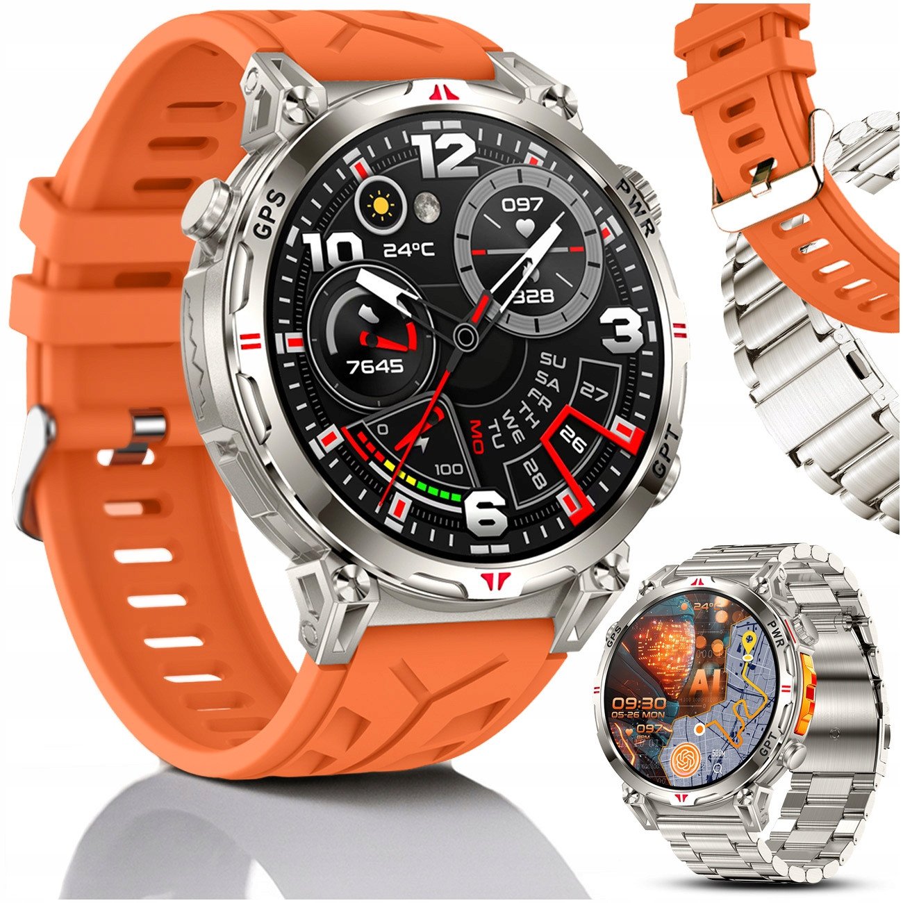 SMARTWATCH ZEGAREK MĘSKI GPS CIŚNIENIE CHAT GPT POLSKIE MENU ROZMOWY WATCH