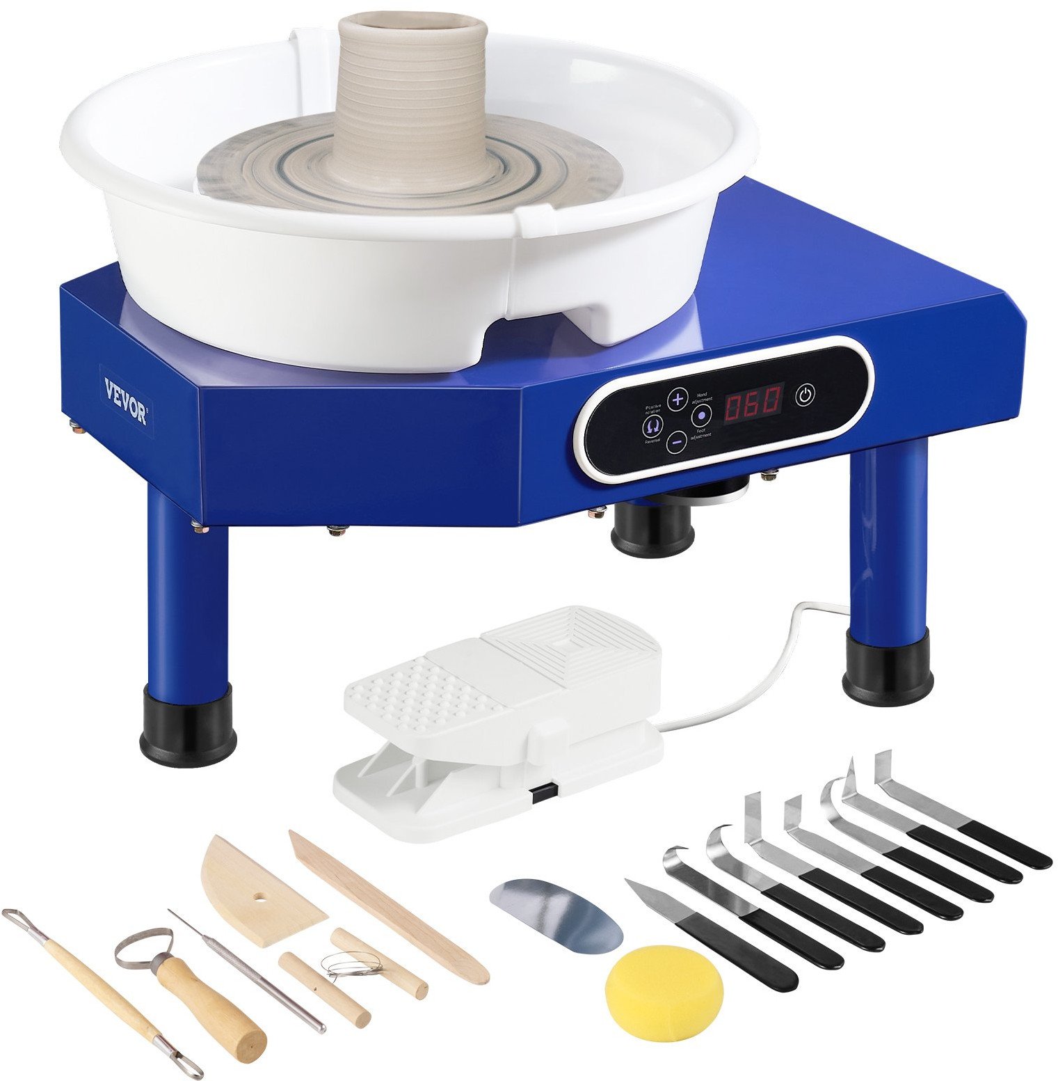 Koło garncarskie elektryczne 25 cm 350 W niebieskie