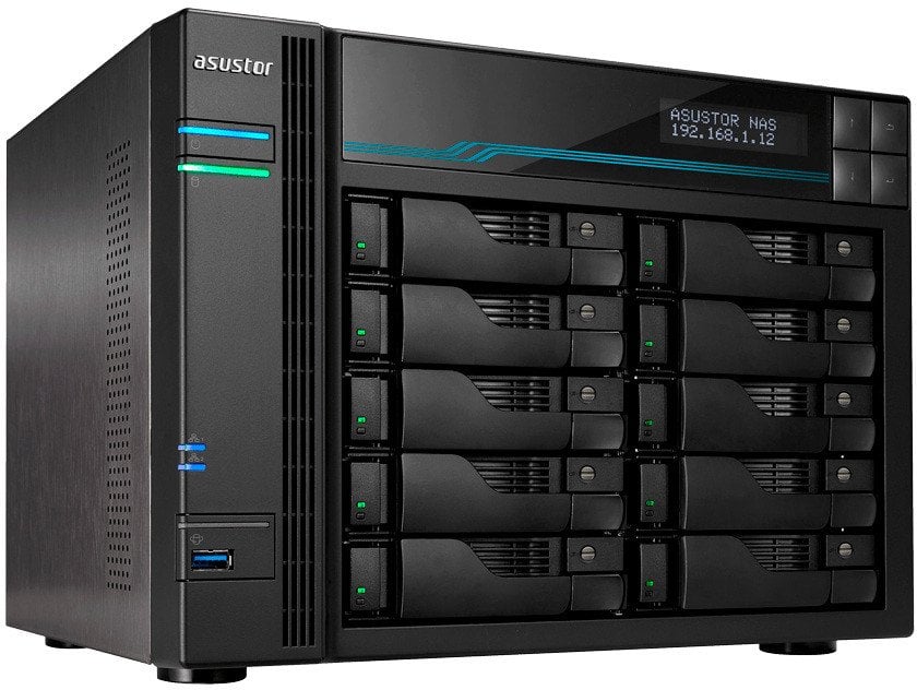 Serwer plików Asustor LOCKERSTOR 10 AS6510T 10-bay, Intel ATOM C3538 Czterordzeniowy 2.1GHz, 16G RAM, 2x10GbE LAN, 2x 2.5GbE LAN, 2x USB 3.2. 2x SSD M