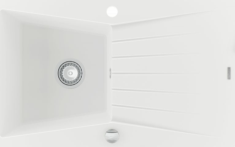 Zlewozmywak Mexen Cesar granitowy 1-komorowy z ociekaczem 775 x 470 mm, biały - 6514771010-20