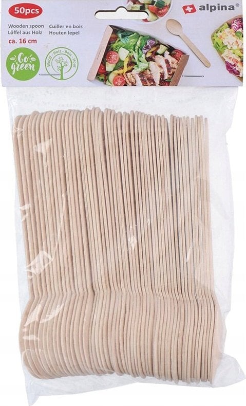 Alpina Alpina - Łyżki drewniane jednorazowe 16 cm 50 szt.