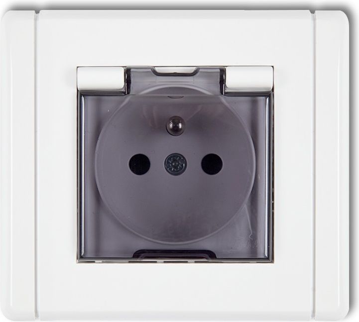 Karlik Gniazdo bryzgoszczelne Flexi z/u klapka dymna biały (FGPB-1zd)