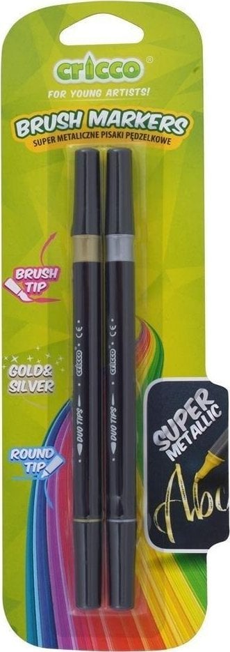 Teka Pisaki pędzelkowe metaliczne dwustronne 2 kolory