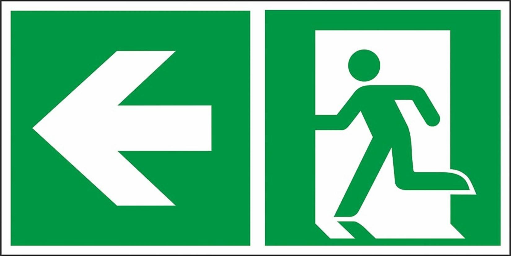 Reis Z-E001-1 - Znak ewakuacyjny Kierunek do wyjścia w lewo i prosto (za drzwiami)